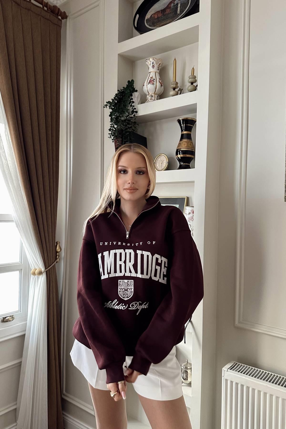 PATI FERMUARLI NAKIŞLI SWEATSHIRT