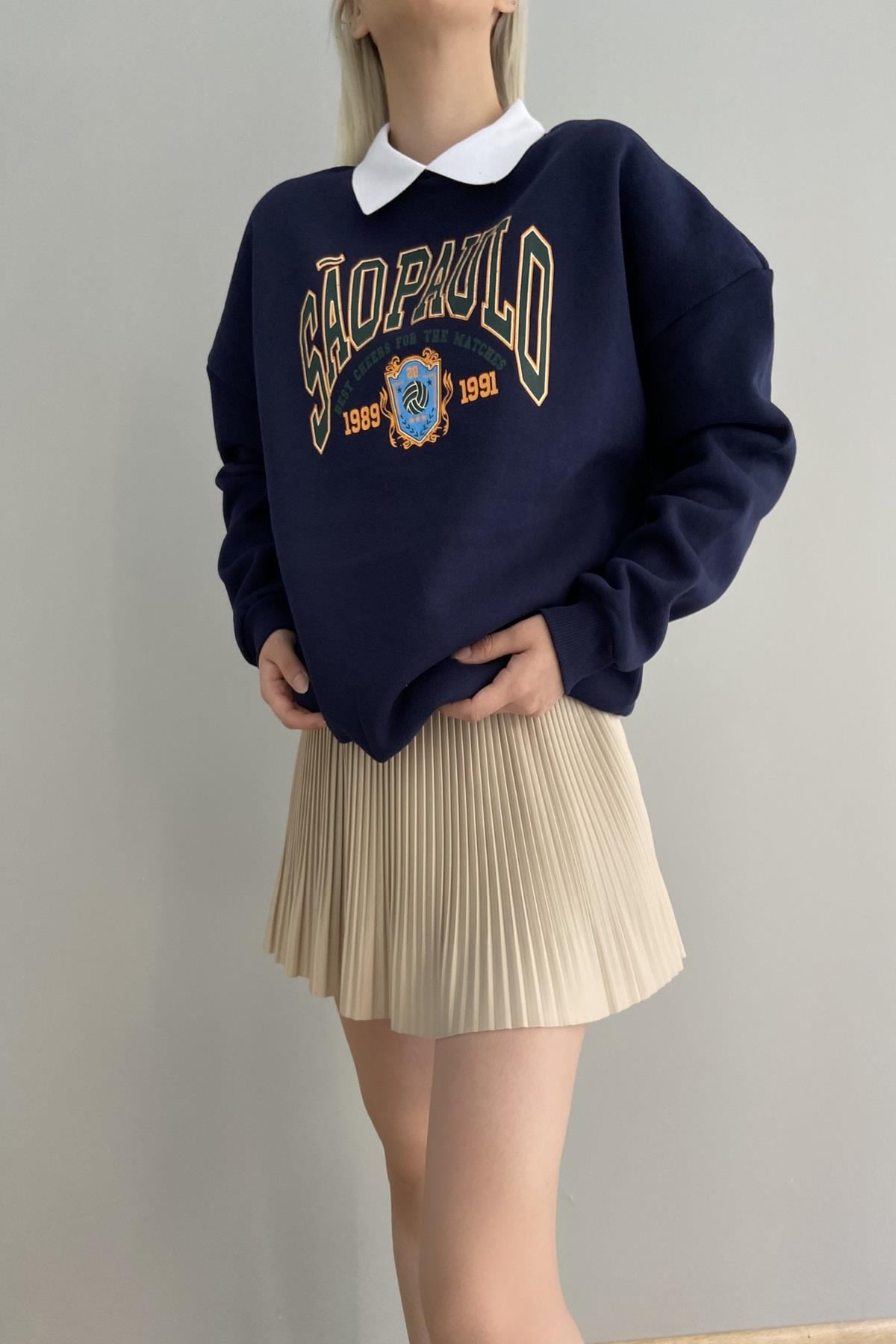 TRIKO YAKA BASKILI SWEAT