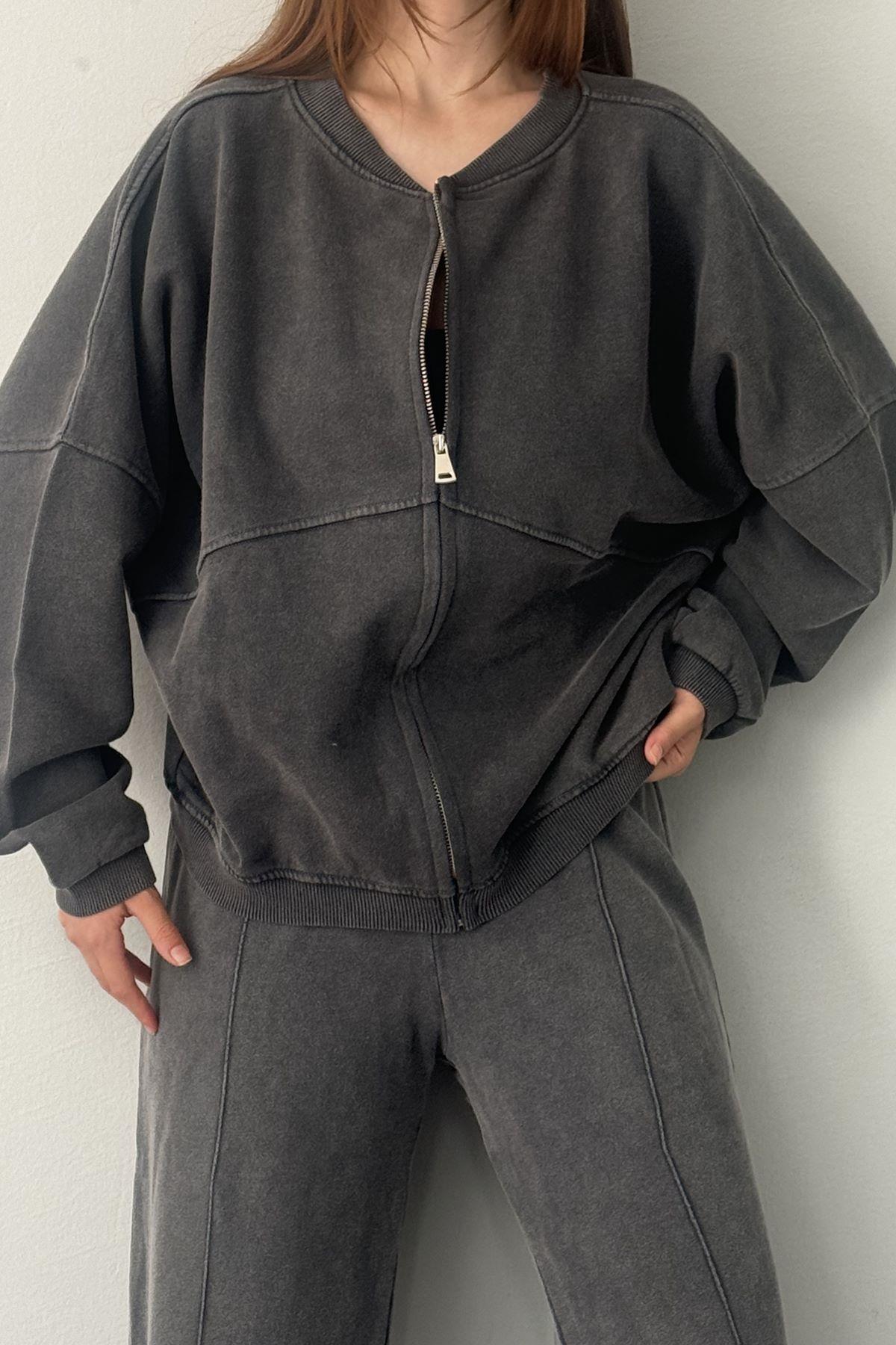YIKAMALI FERMUARLI SWEATSHIRT