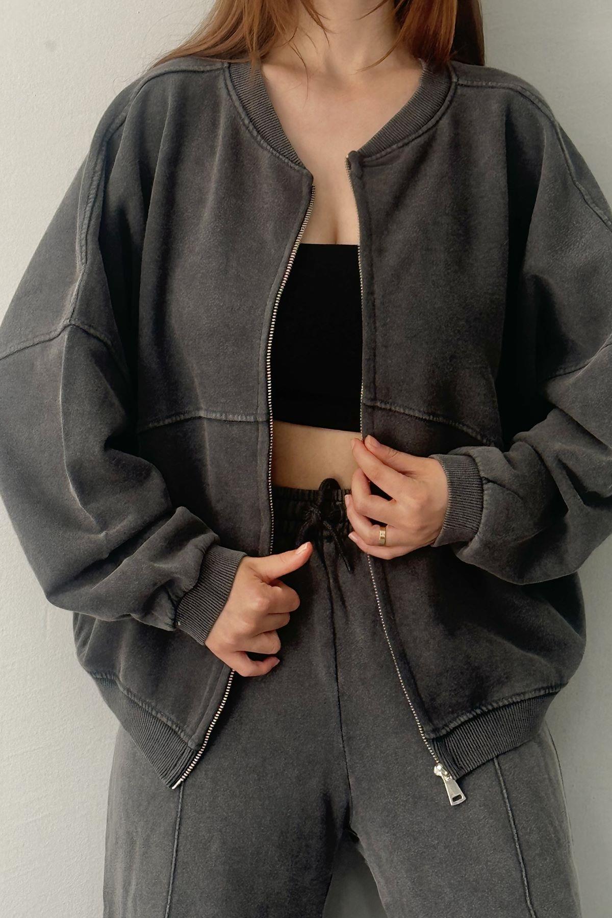 YIKAMALI FERMUARLI SWEATSHIRT