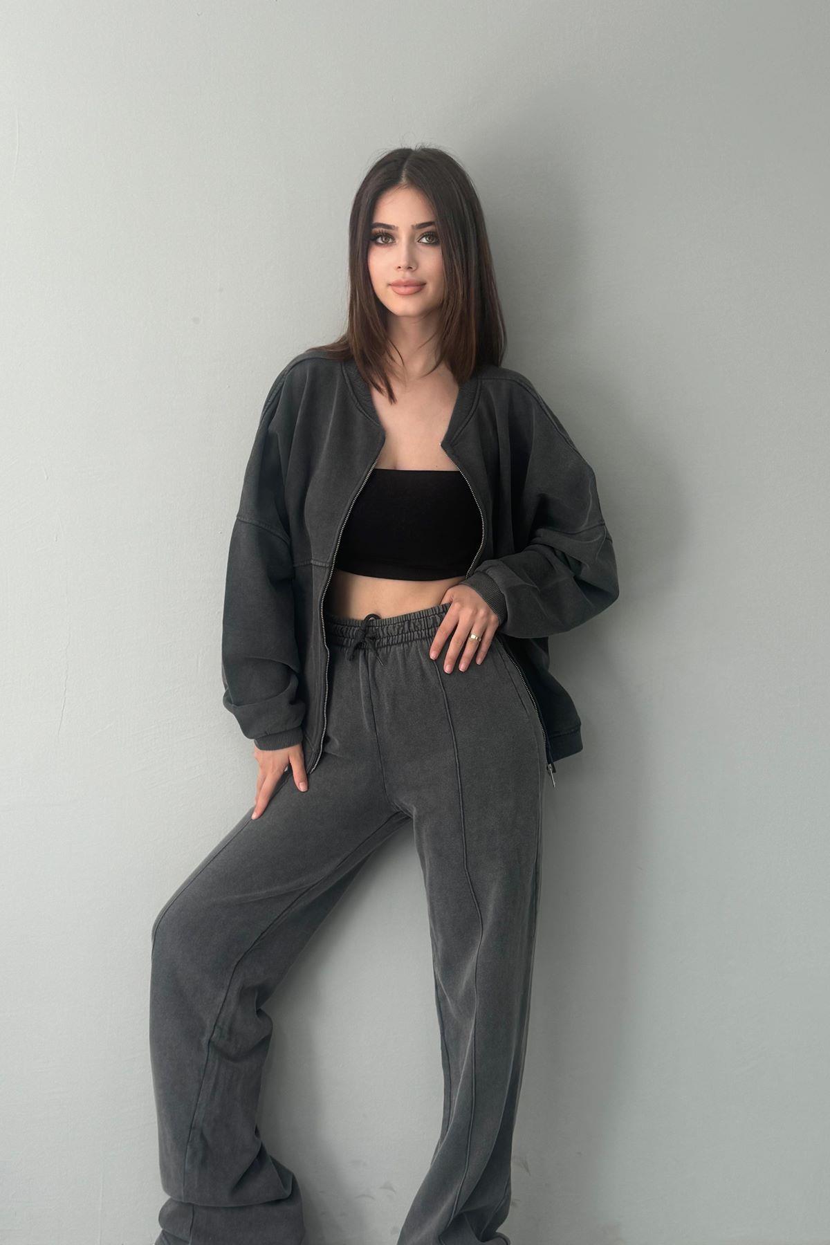 YIKAMALI FERMUARLI SWEATSHIRT