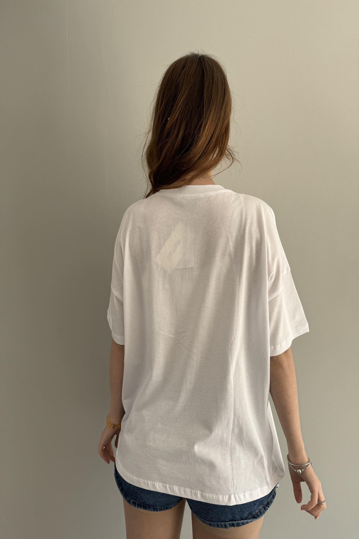 BASKI DETAY OVERSİZE TSHIRT