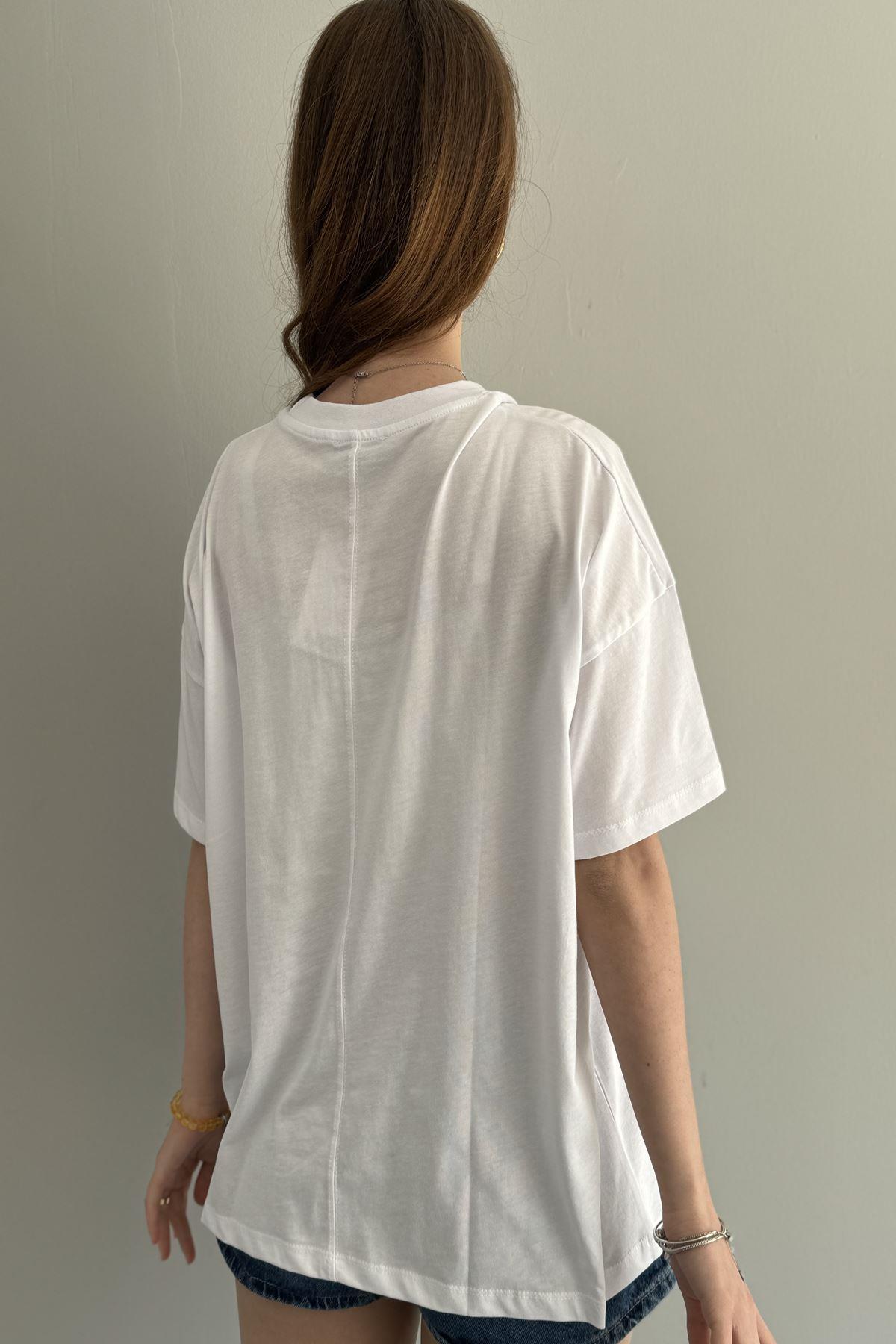 BASKI DETAY OVERSİZE TSHIRT