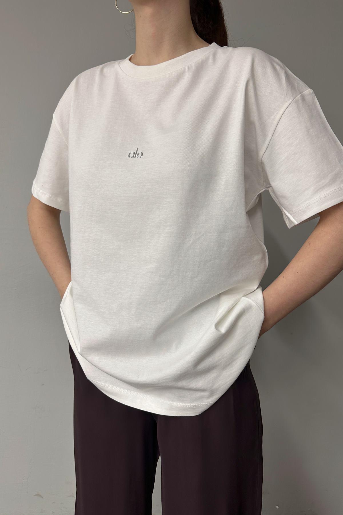 BİSİKLET YAKA ALO BASKI DETAY TSHIRT
