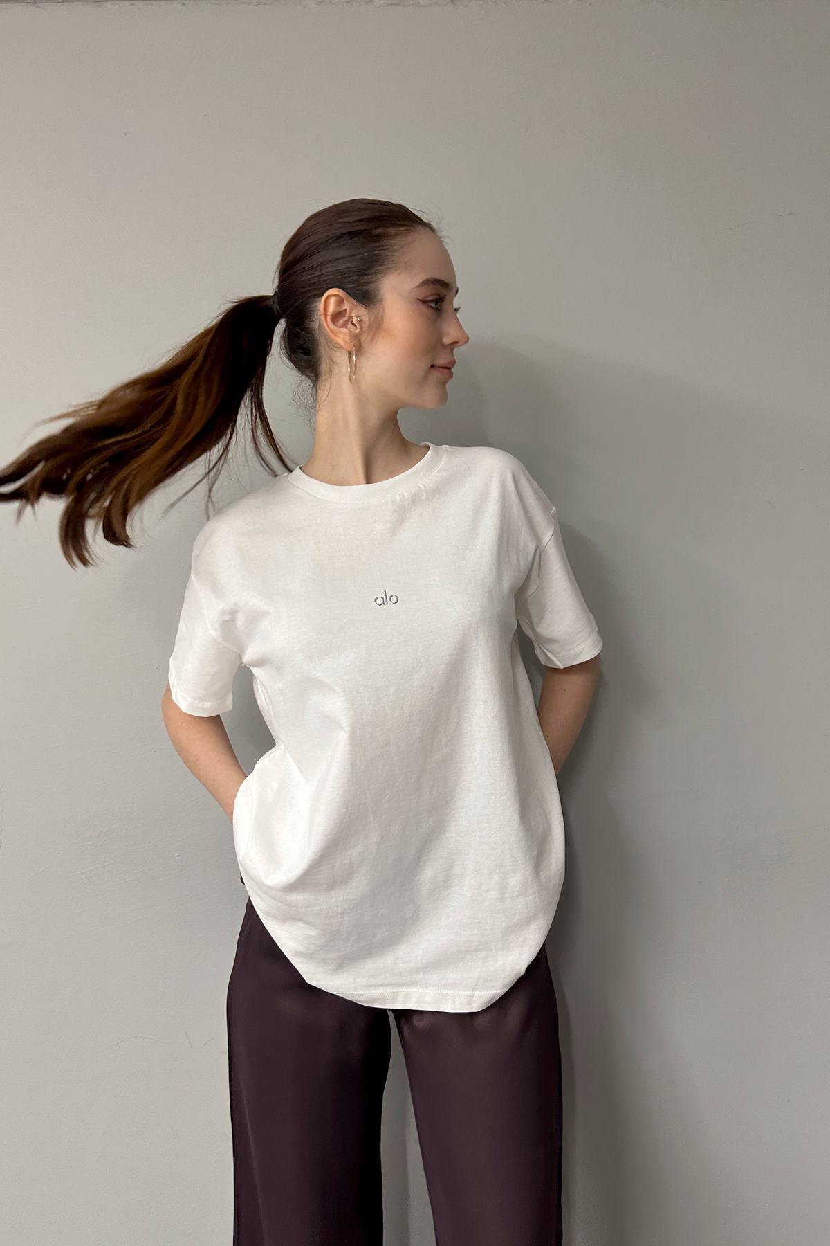 BİSİKLET YAKA ALO BASKI DETAY TSHIRT