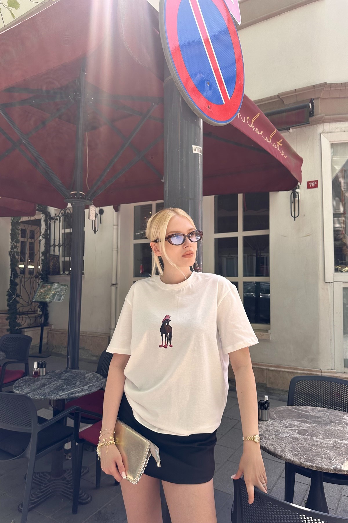 BİSİKLET YAKA BASKI DETAY TSHIRT