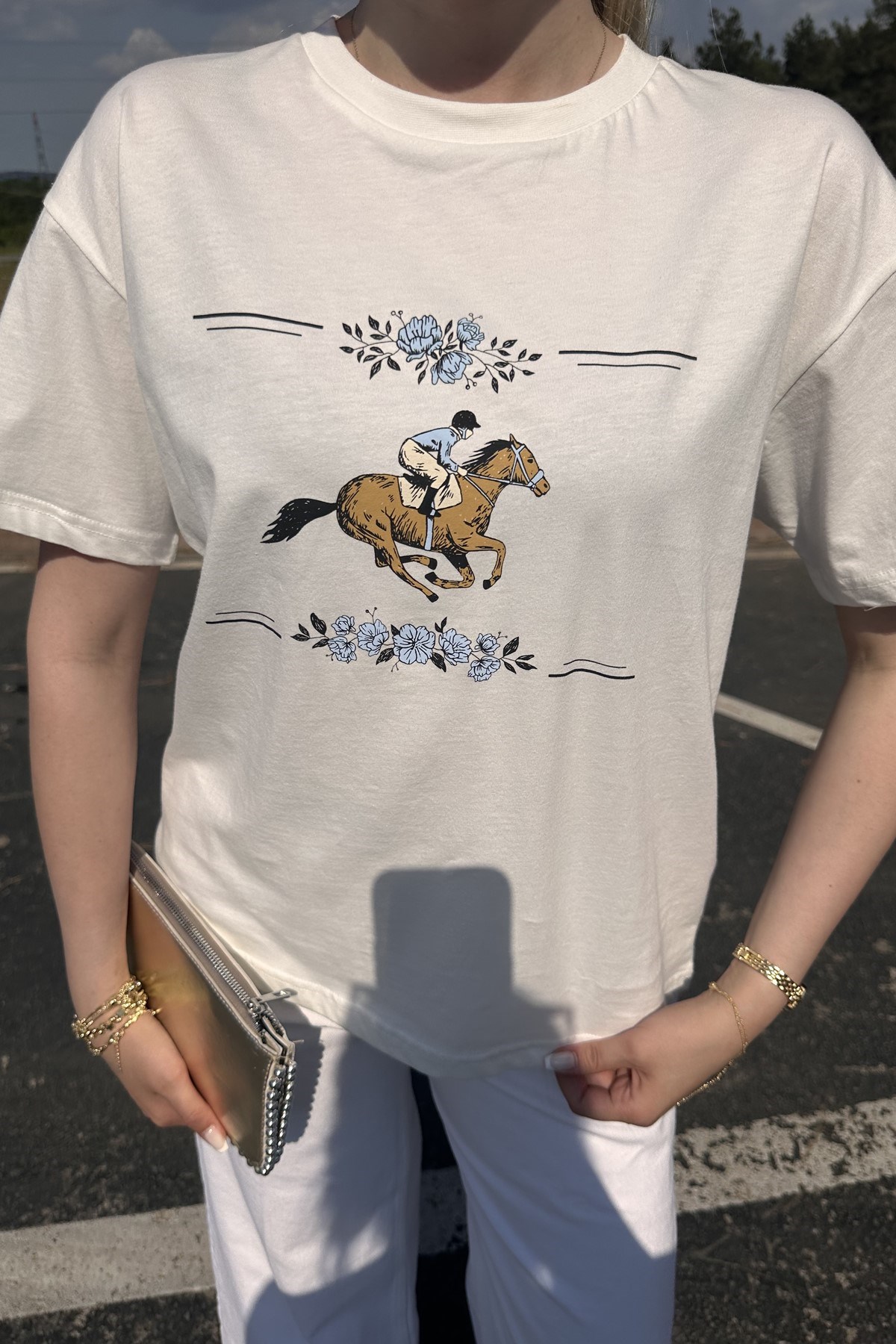 BİSİKLET YAKA BASKI DETAYLI TSHIRT