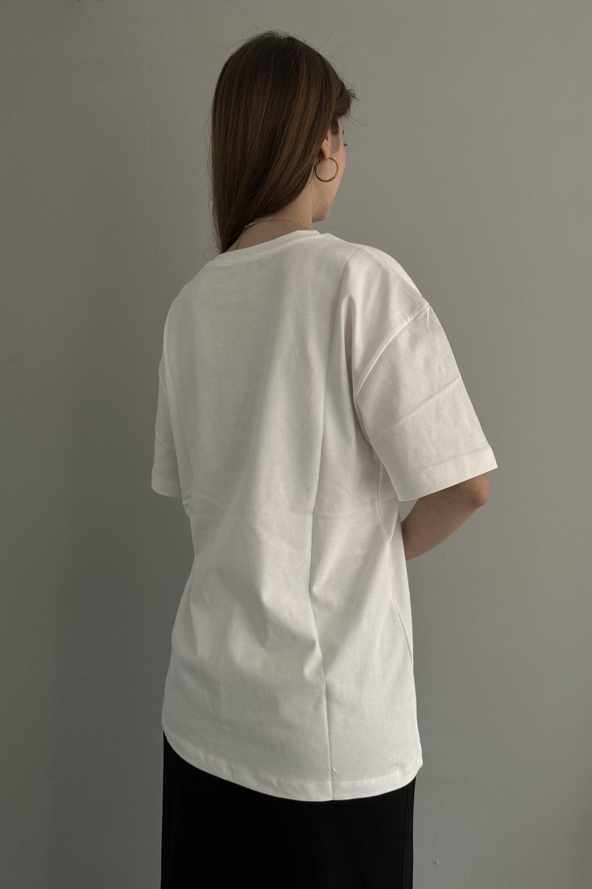 BİSİKLET YAKA BASKI DETAYLI TSHIRT