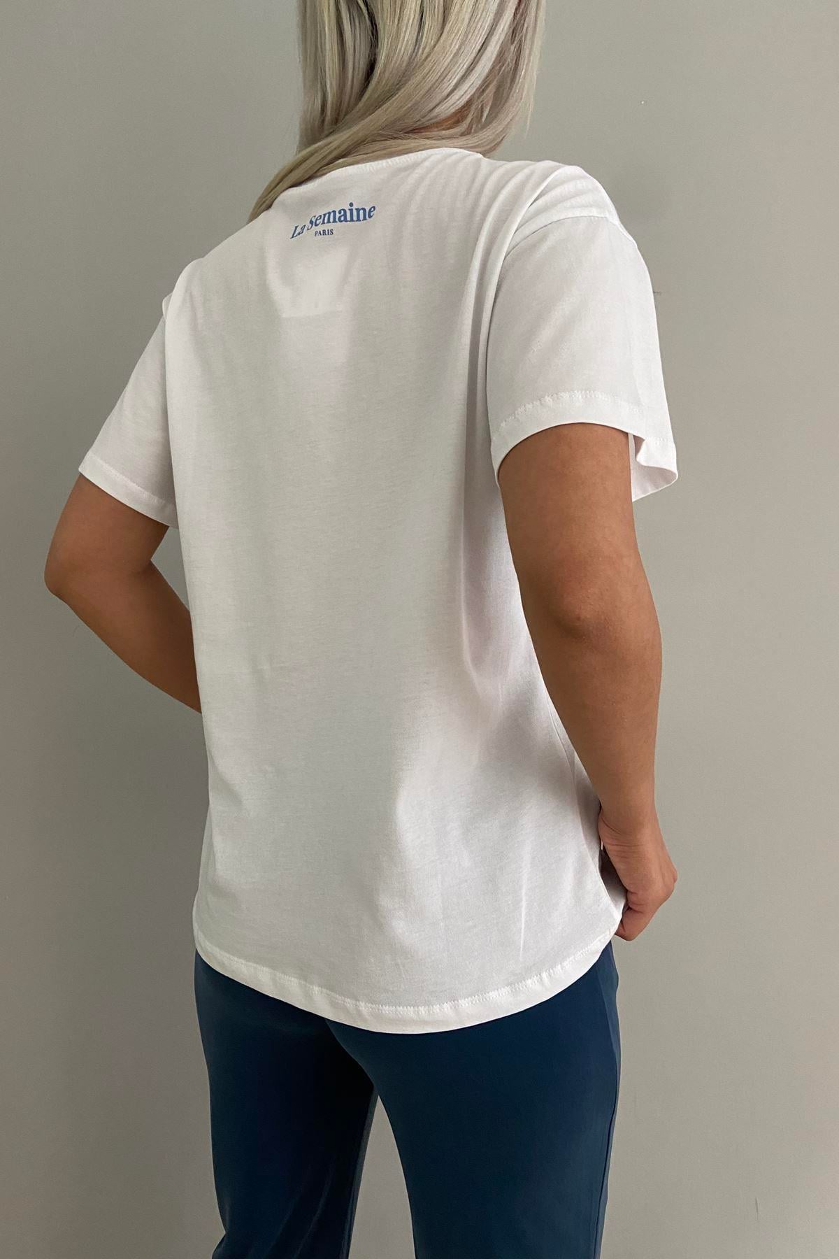 BİSİKLET YAKA BASKILI TSHIRT