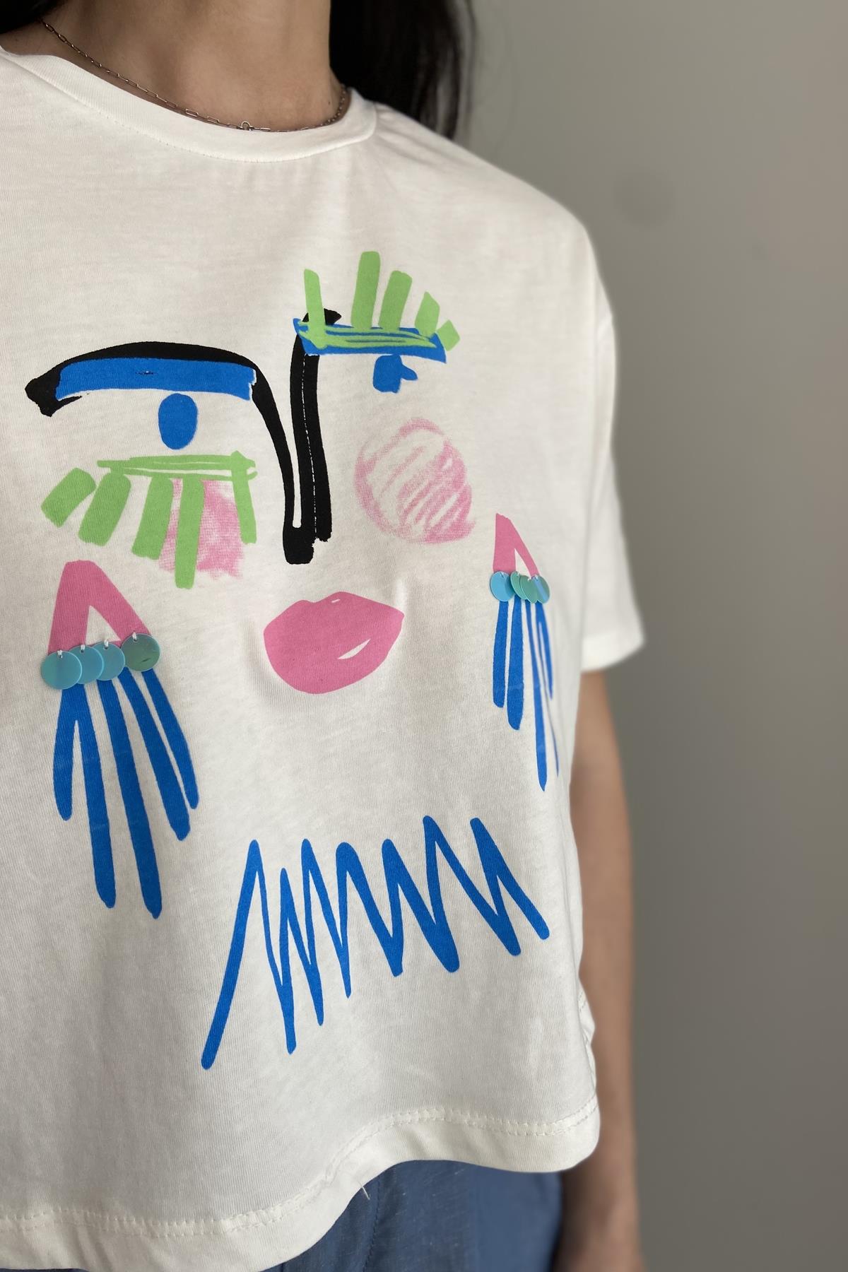 BİSİKLET YAKA BASKILI TSHIRT