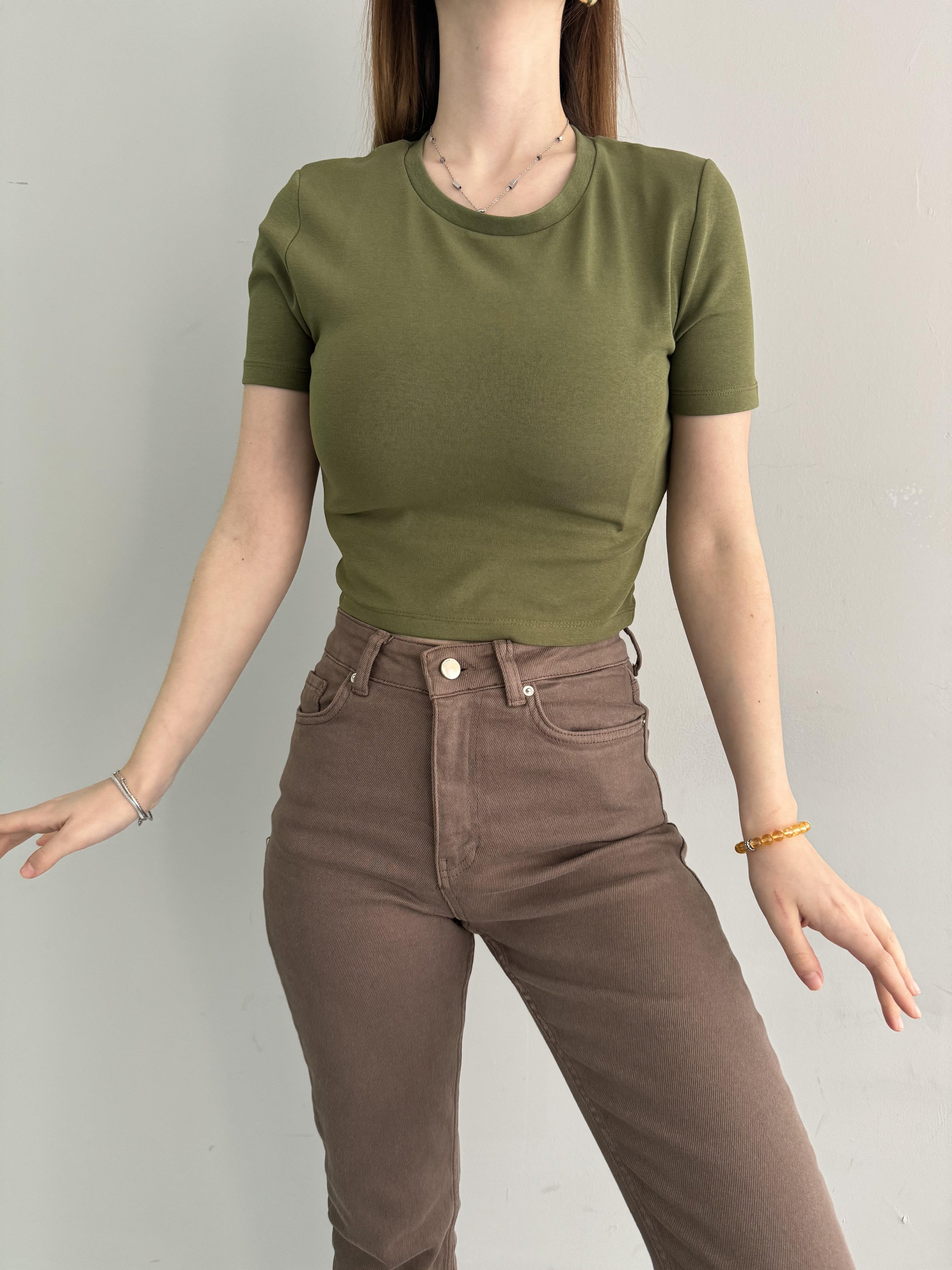 BİSİKLET YAKA CROP TSHIRT