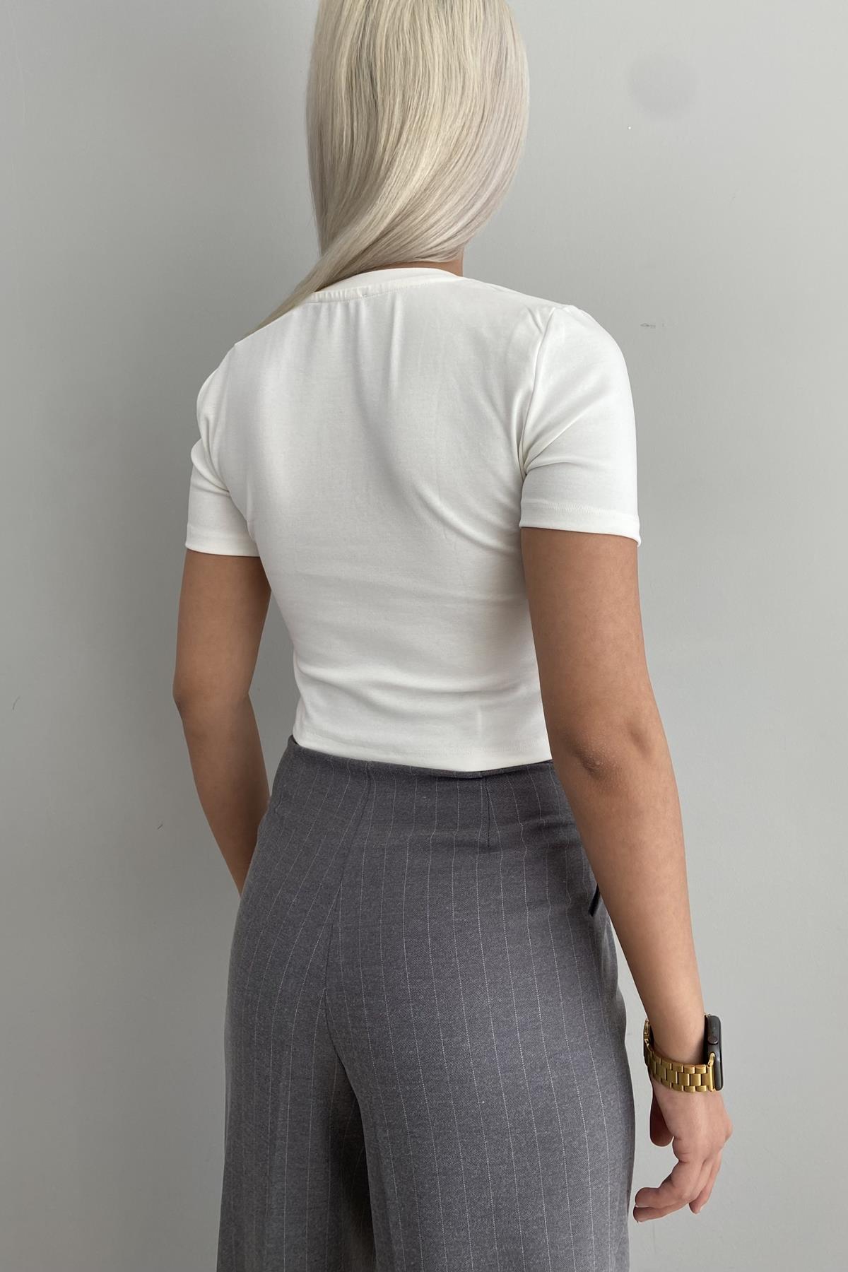 BİSİKLET YAKA CROP TSHIRT