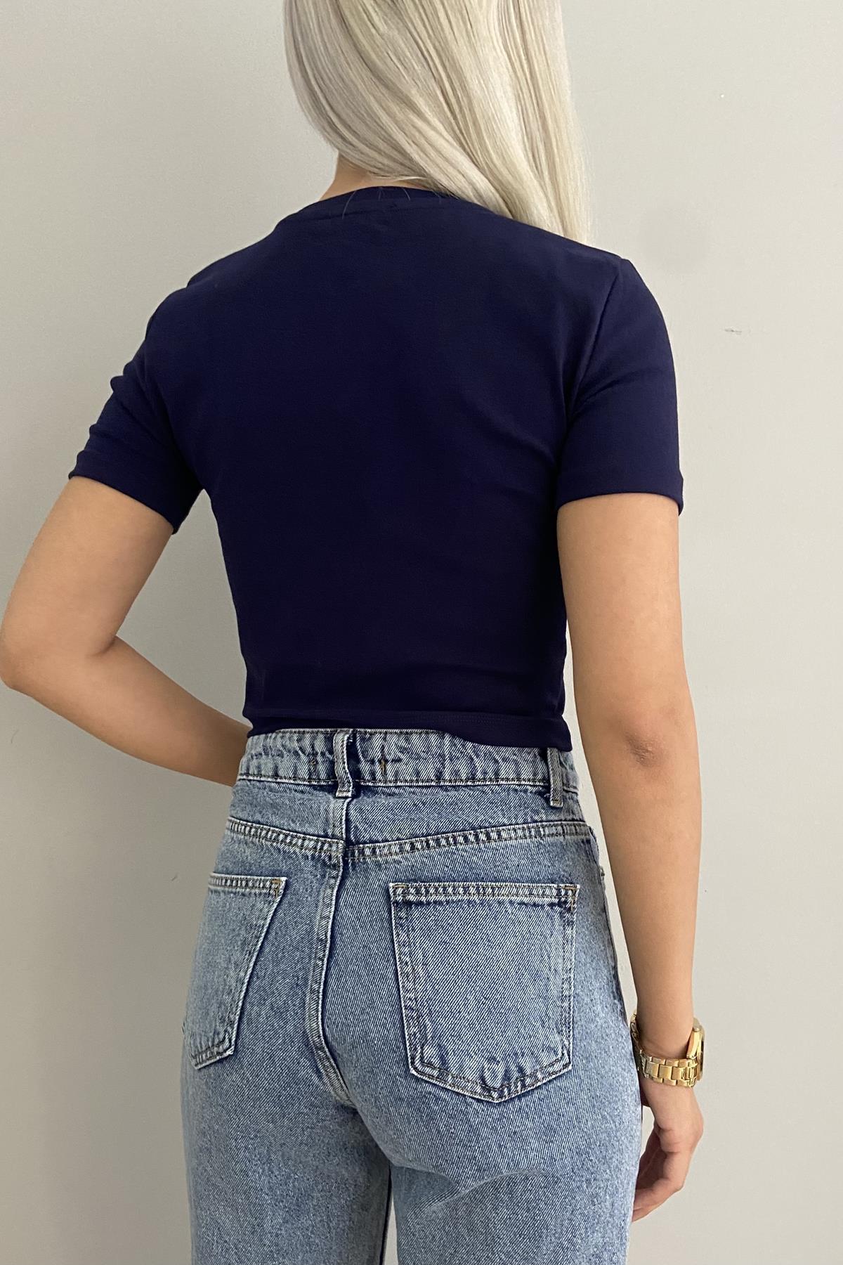 BİSİKLET YAKA CROP TSHIRT