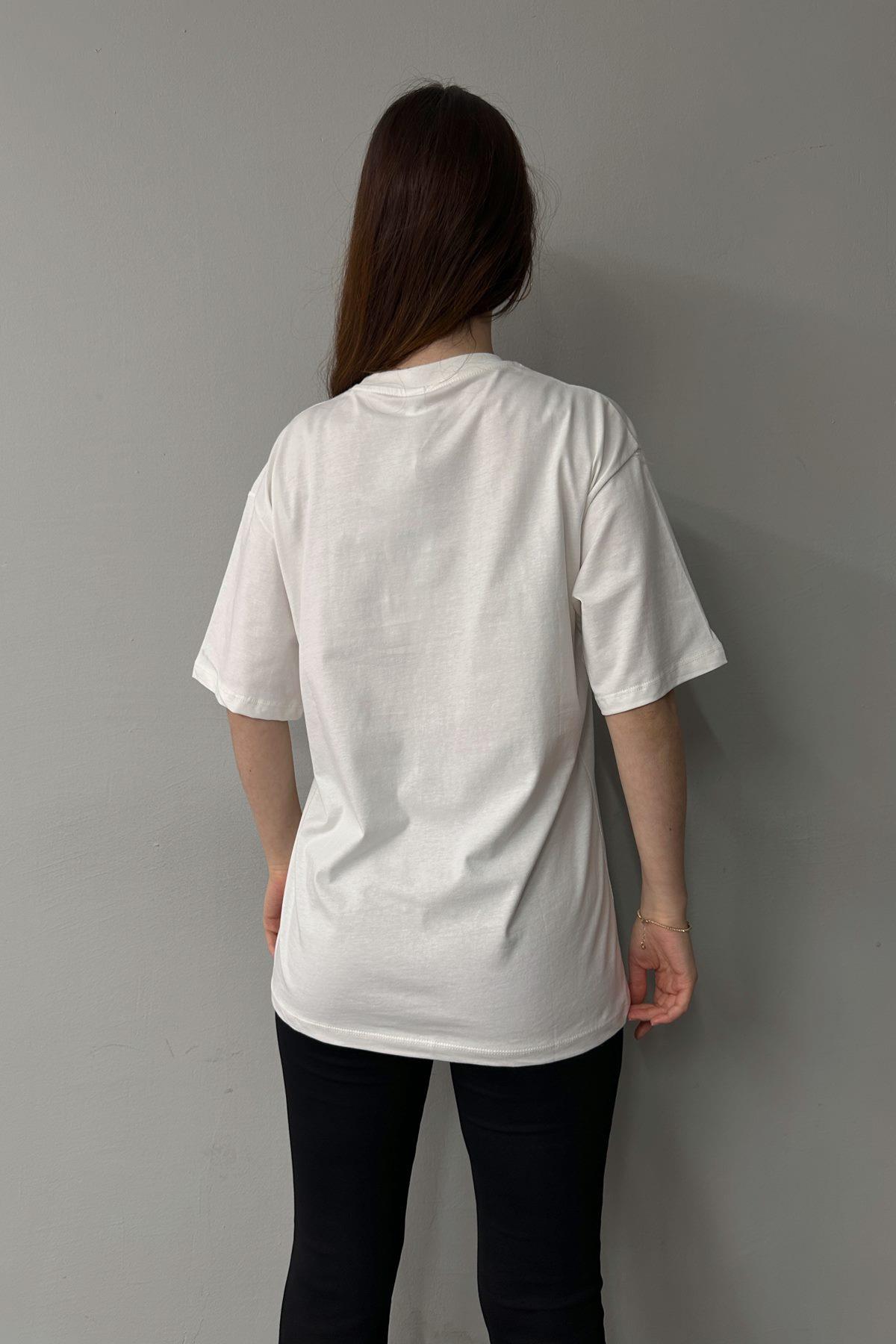 BİSİKLET YAKA FİYONK DETAY TSHIRT