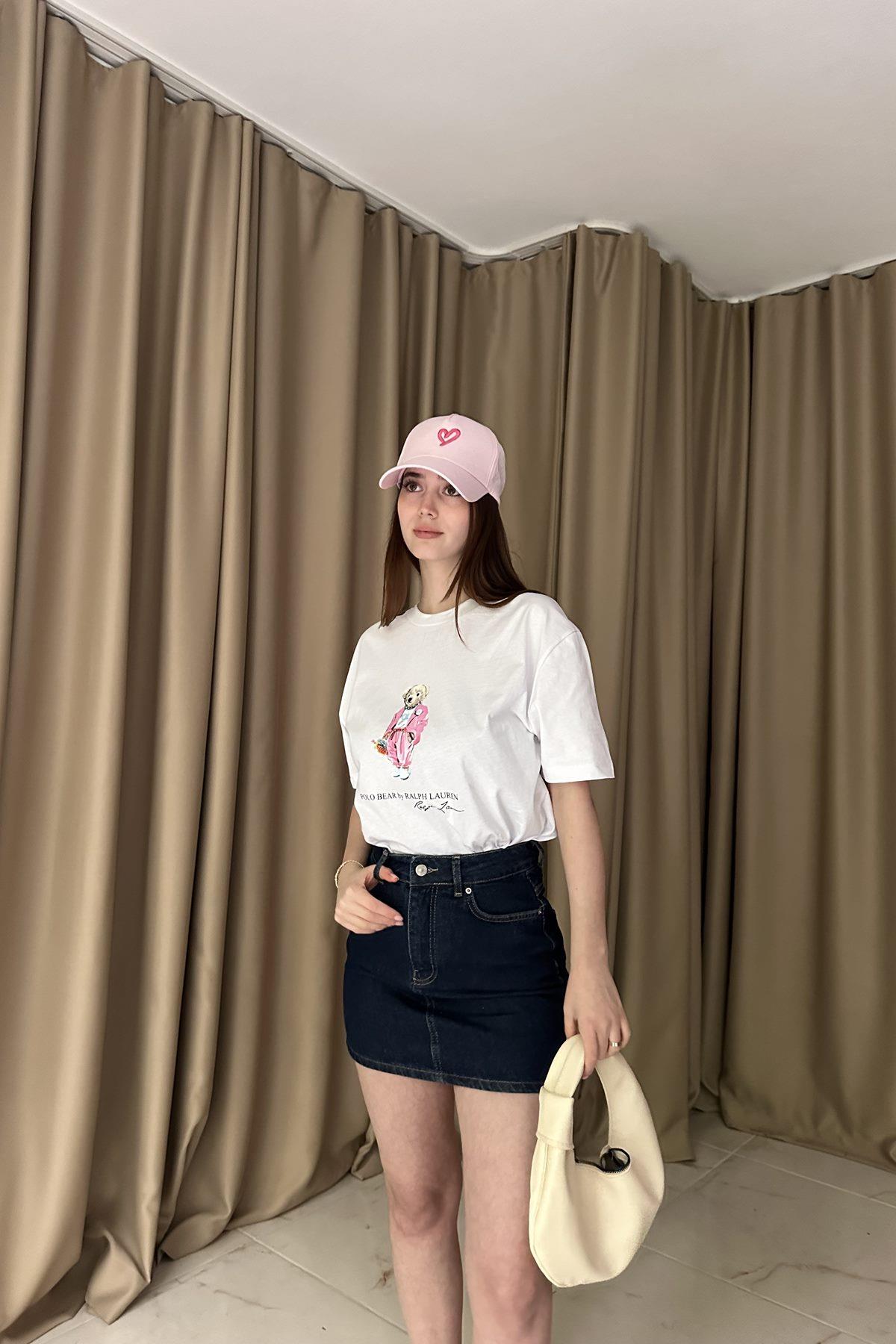 BİSİKLET YAKA NAKIŞLI TSHIRT