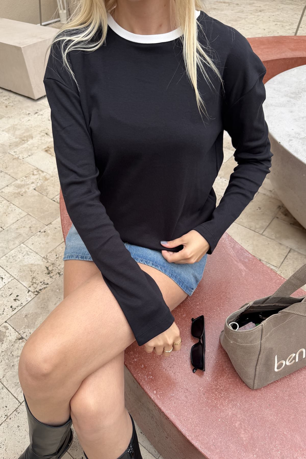 BİSİKLET YAKA UZUN KOLLU TSHIRT