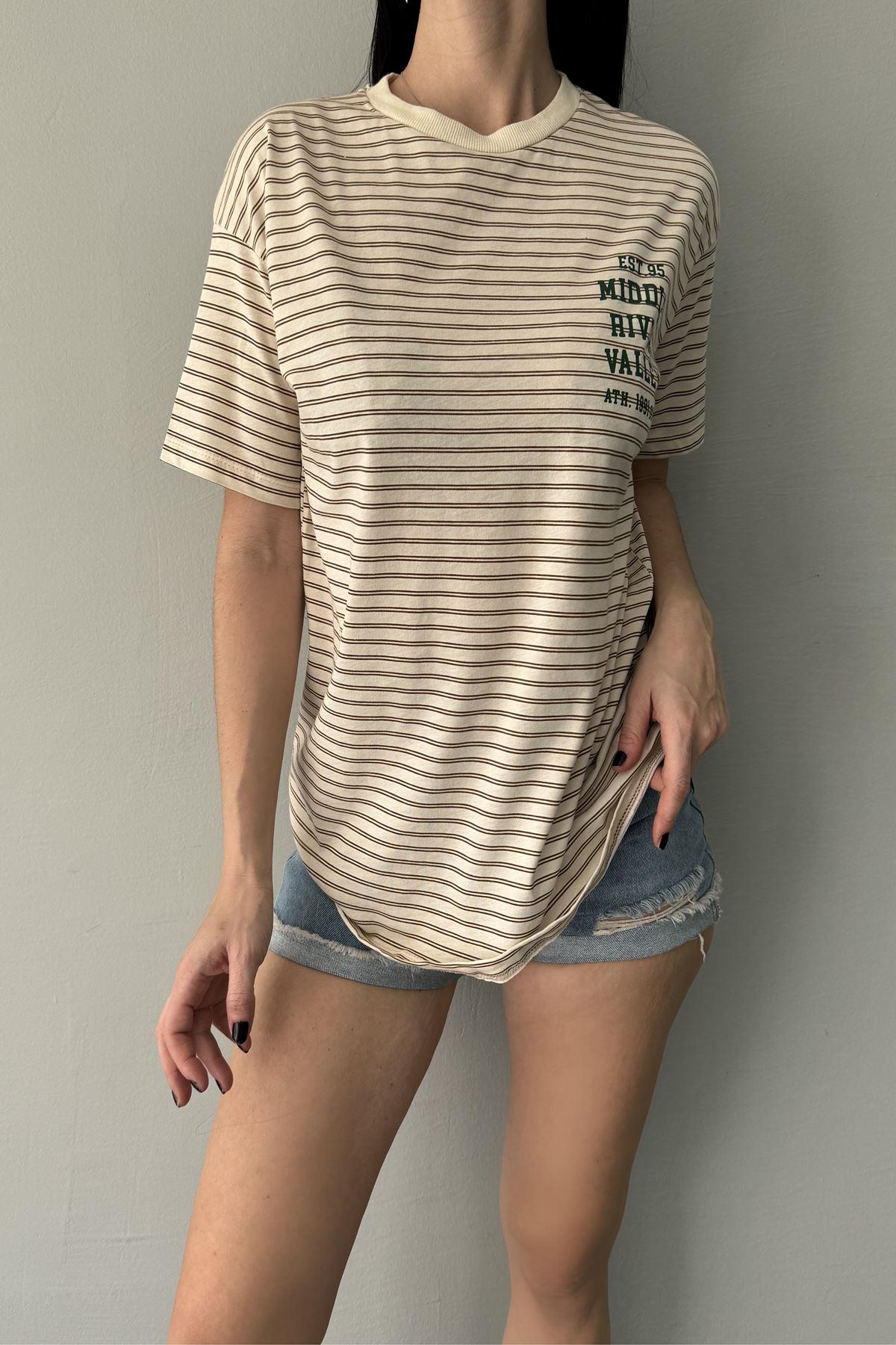 ÇİZGİ VE BASKI DETAY TSHIRT