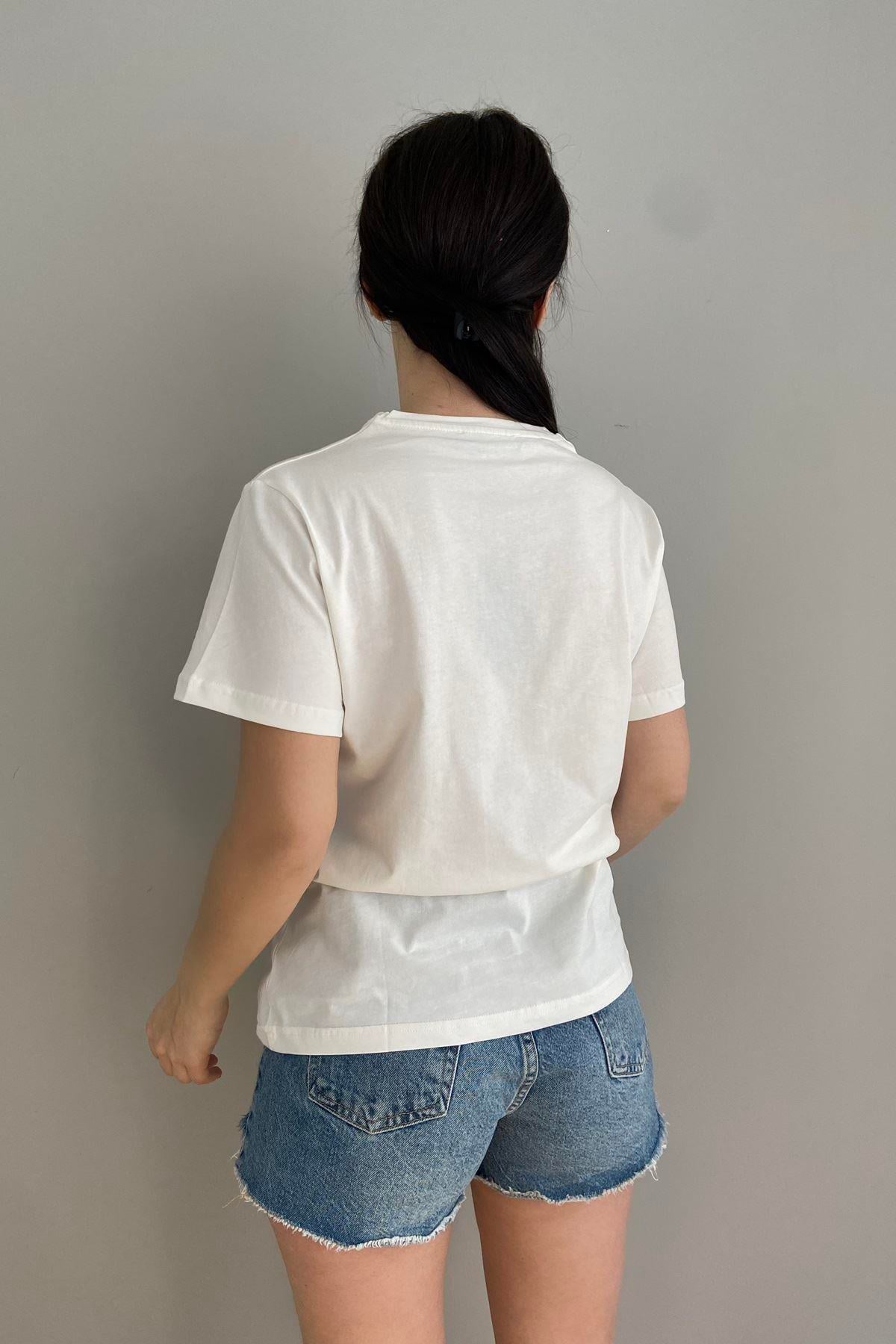 CROP NAKIŞLI TSHIRT