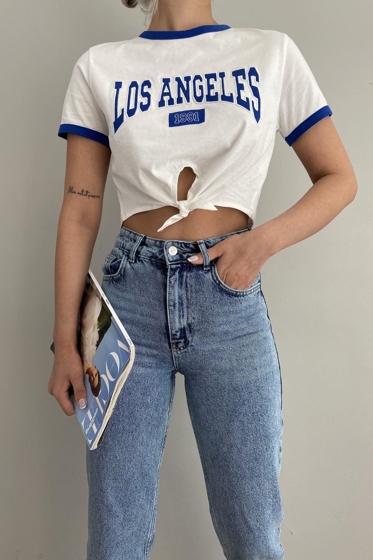 DÜĞÜM DETAY BASKILI CROP TSHIRT