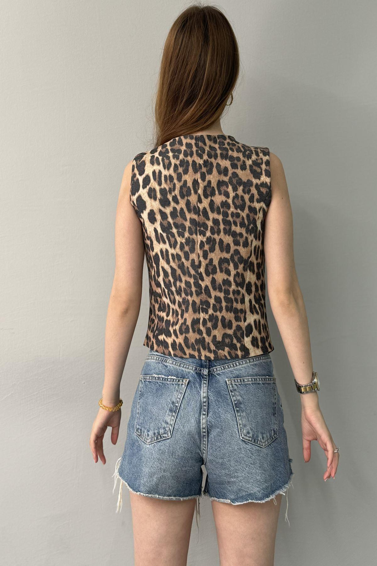 LEOPAR DESEN YELEK