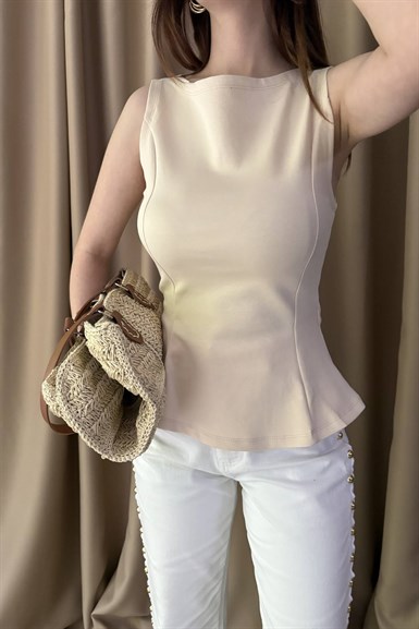 KAYIK YAKA PEPLUM BLUZ