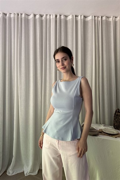 KAYIK YAKA PEPLUM BLUZ