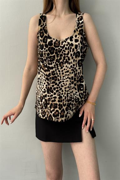 LEOPAR DESEN V YAKA ATLET