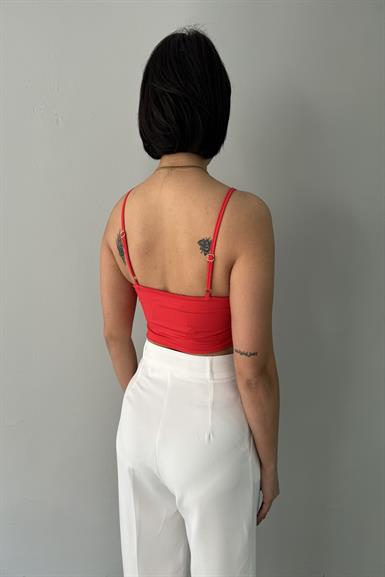 ÖRME ASKILI CROP BLUZ