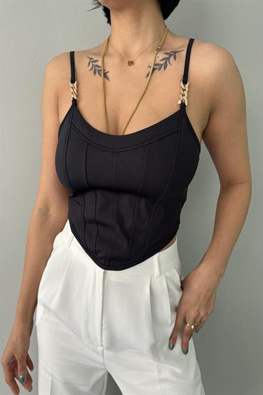 ÖRME ASKILI CROP BLUZ