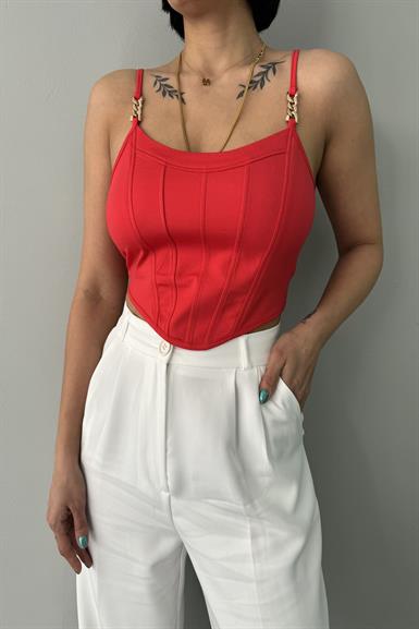 ÖRME ASKILI CROP BLUZ