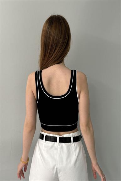 YAZI VE ŞERİT DETAYLI CROP ATLET