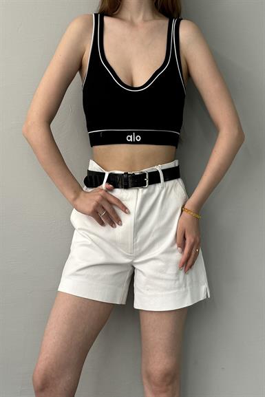 YAZI VE ŞERİT DETAYLI CROP ATLET