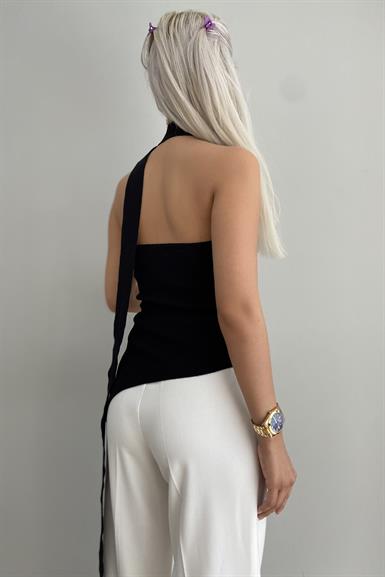 ALTI ASİMETRİK STRAPLEZ TRIKO BLUZ