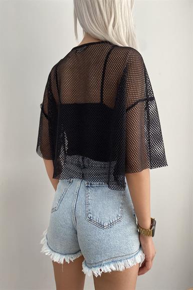 ATLETLİ FİLE CROP BLUZ