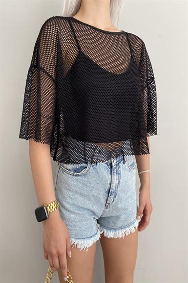 ATLETLİ FİLE CROP BLUZ