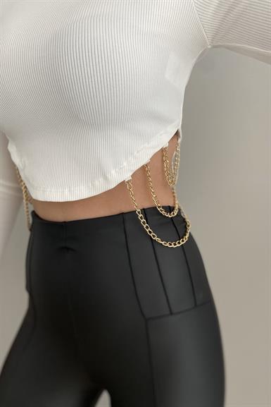 BEL AKSESUARLI CROP BLUZ