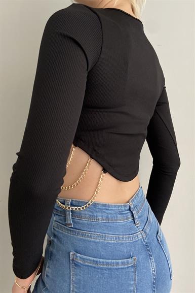 BEL AKSESUARLI CROP BLUZ