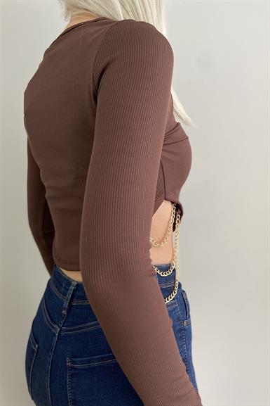 BEL AKSESUARLI CROP BLUZ