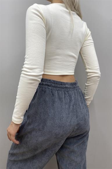 BİSİKLET YAKA CROP BLUZ