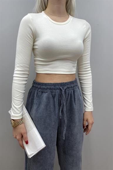 BİSİKLET YAKA CROP BLUZ