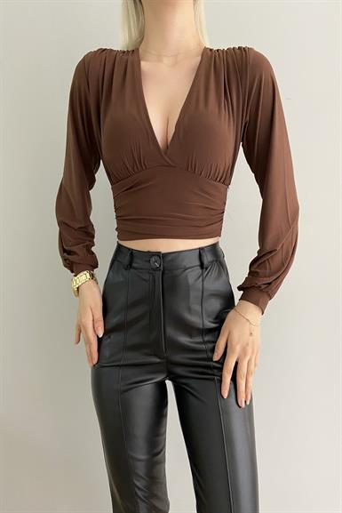 BÜZGÜLÜ CROP BLUZ
