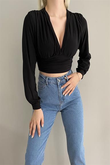 BÜZGÜLÜ CROP BLUZ