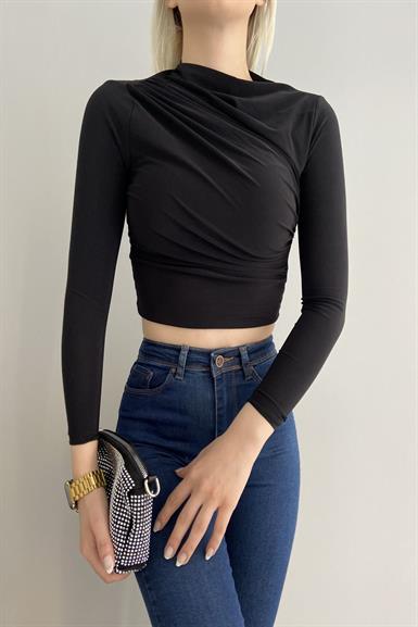 ÇAPRAZ BÜZGÜLÜ CROP BLUZ