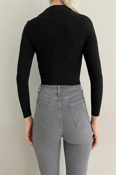 ÇAPRAZ BÜZGÜLÜ CROP BLUZ