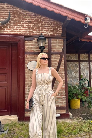 ÇİZGİ DETAY CROP BLUZ