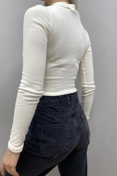 DİK YAKA CROP BLUZ