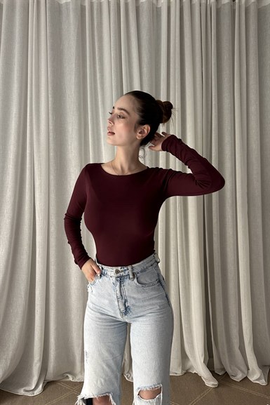 KAYIK YAKA UZUN KOLLU TOP