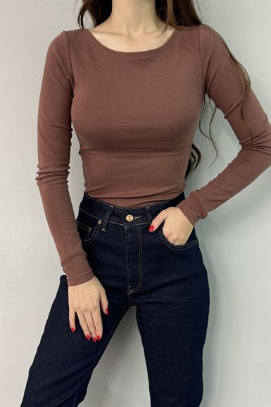 KAYIK YAKA UZUN KOLLU TOP