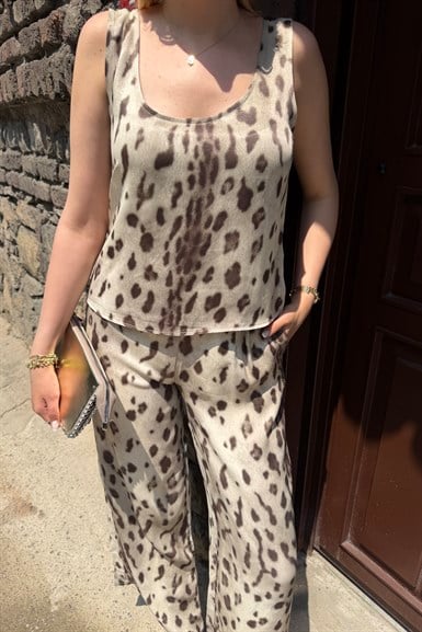 LEOPAR DESEN SATEN BLUZ