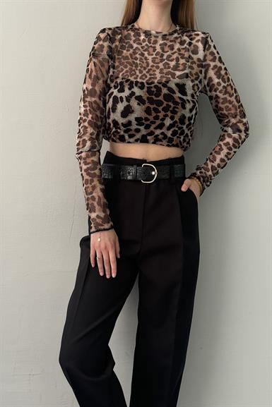 LEOPAR DESEN TÜL BLUZ